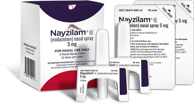 NAYZILAM nasal spray full packaging