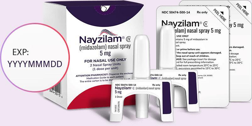 NAYZILAM package with expiration date reminder