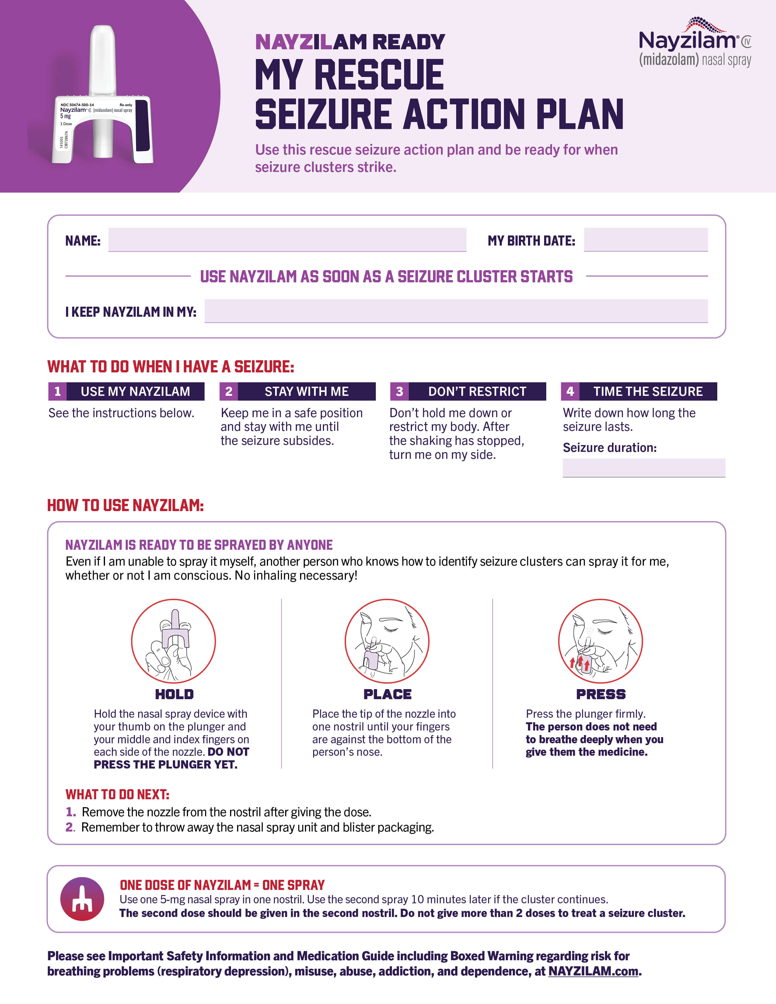 Document My Rescue Seizure Action Plan